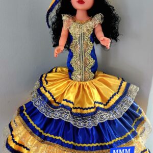Muñeca 18¨ gitana de amarillo y azul